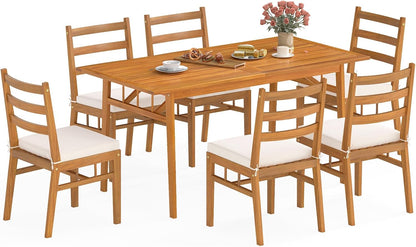 Backyard Dining Set for 6 with Comfortable Cushioned Chairs
