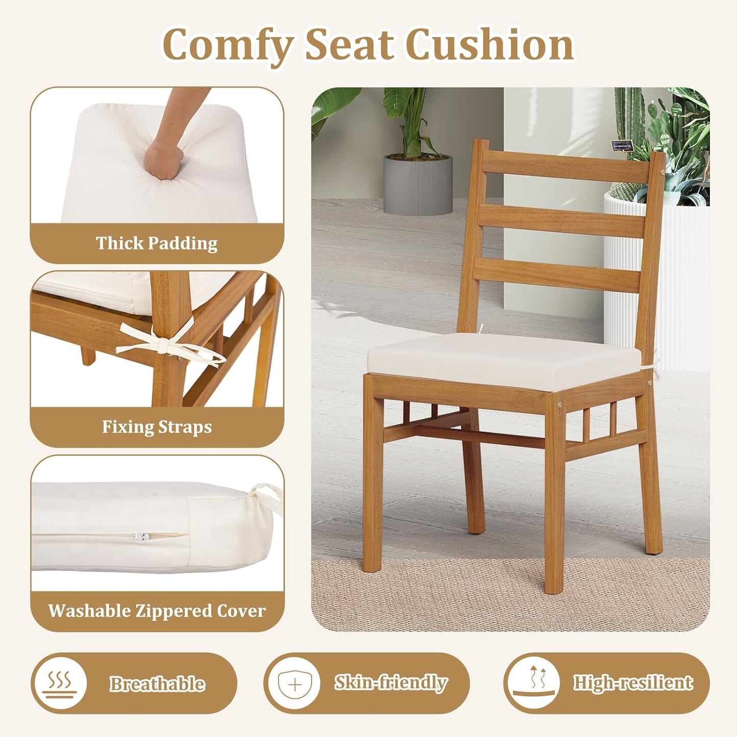 Backyard Dining Set for 6 with Comfortable Cushioned Chairs