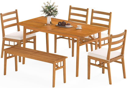 Backyard Dining Set for 6 with Comfortable Cushioned Chairs