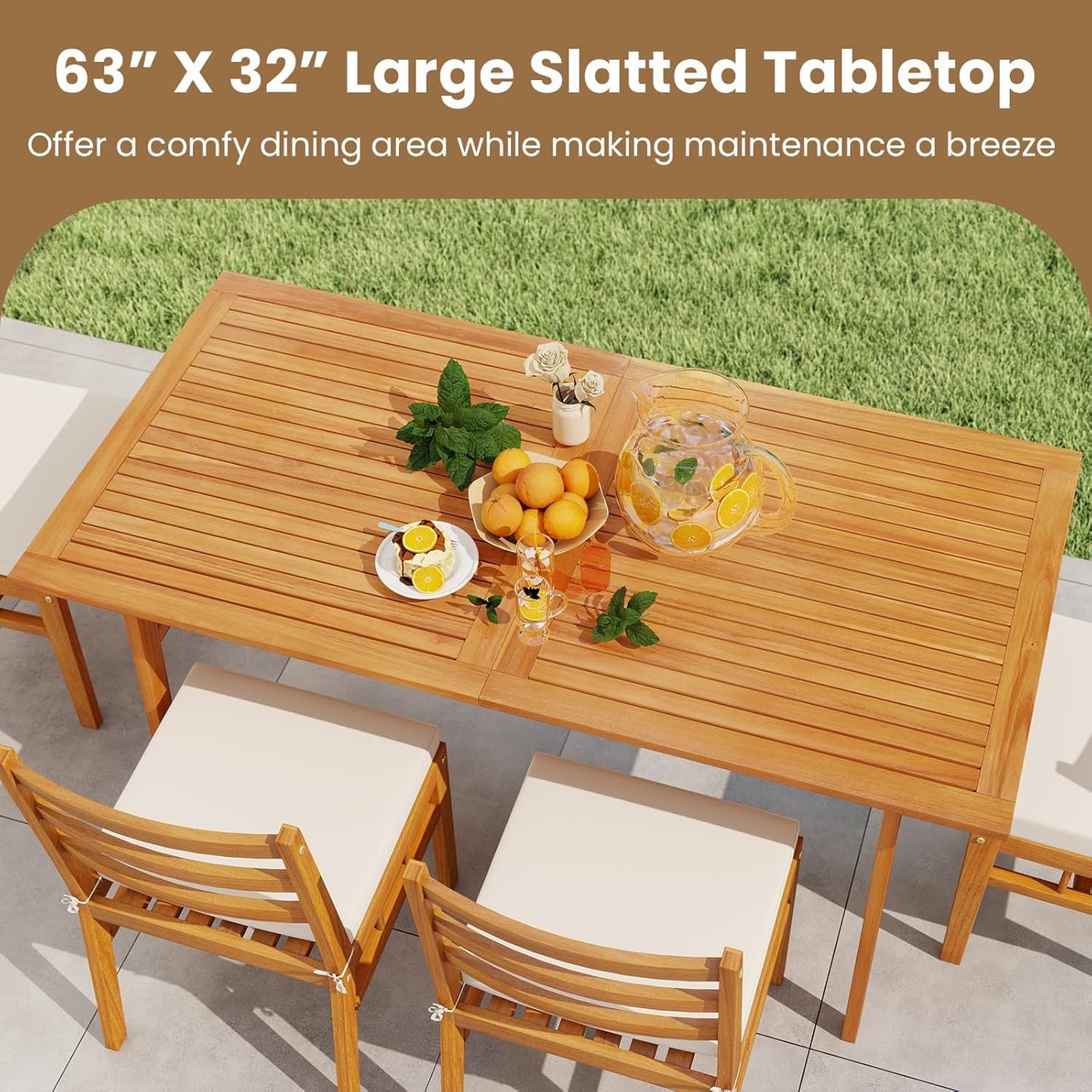 Backyard Dining Set for 6 with Comfortable Cushioned Chairs