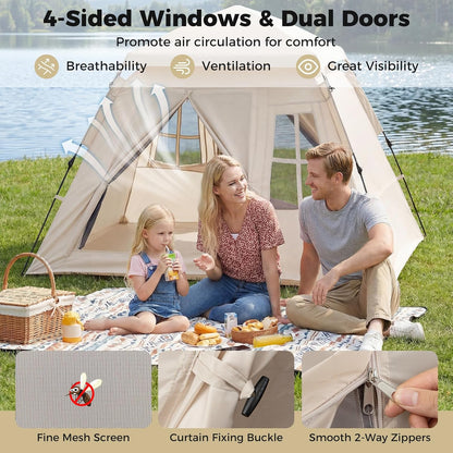 Quick & Easy Pop-Up Tent for 4 – Perfect for Family Adventures!