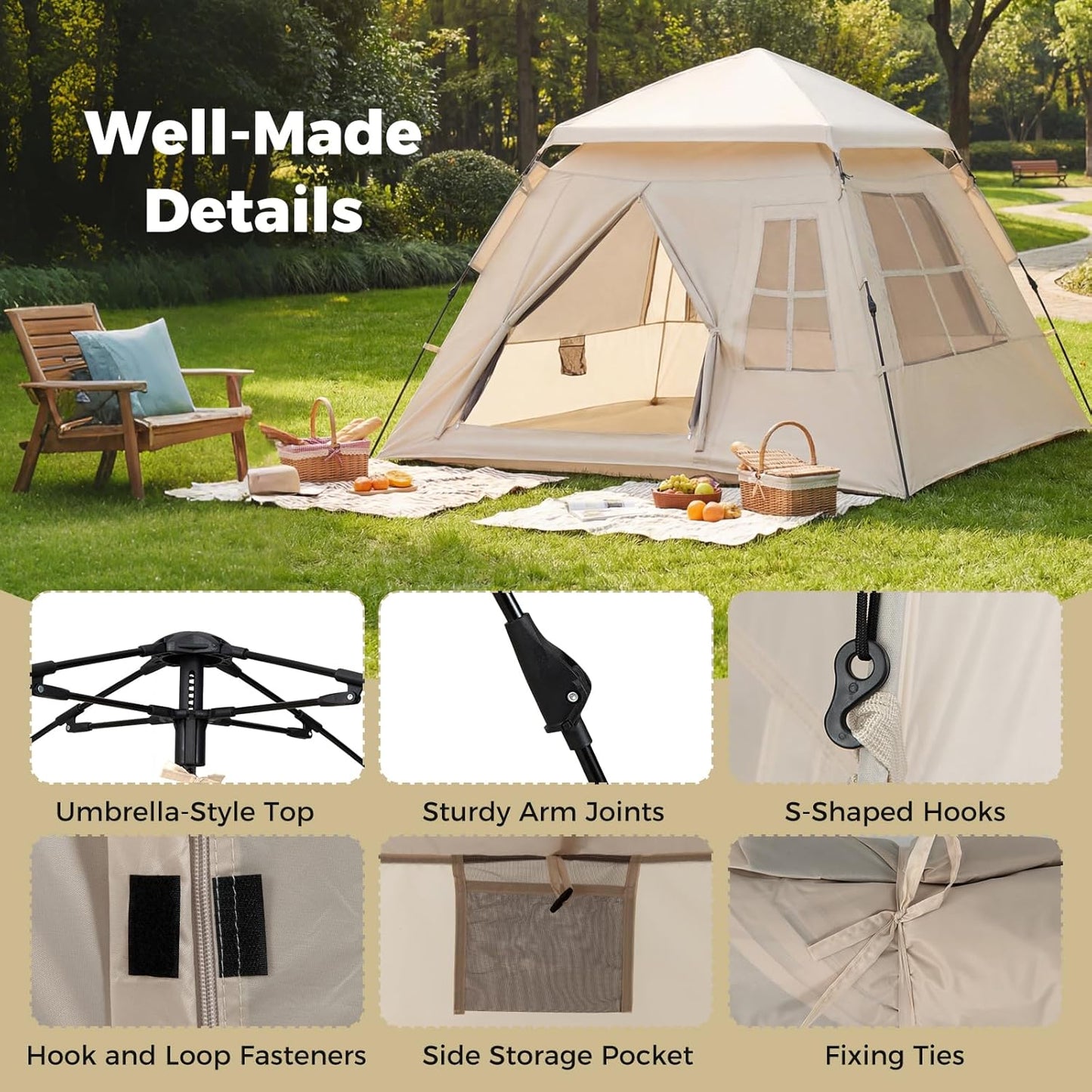 Quick & Easy Pop-Up Tent for 4 – Perfect for Family Adventures!